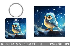 Winter Bird Keychain Design. Cute Bird Keychain Sublimation Product Image 1