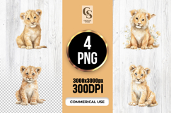 Cute Watercolor Baby Lion Clipart Sublimation PNG Product Image 1
