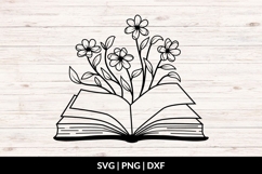 Book With Blooming Flowers SVG Product Image 1