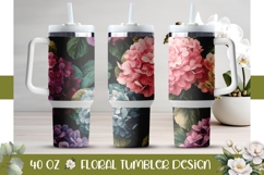 Pink Hydrangea Tumbler Template, Floral 40 Oz Tumbler Wrap Product Image 1