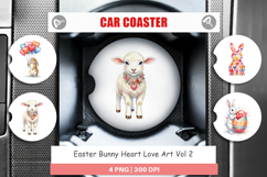 Easter Bunny Heart Love Car Coaster Product Image 1