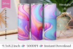 Wave Liquid Tumbler Wrap, Colorful Tumbler Sublimation PNG Product Image 1