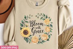 Bloom with Grace PNG, Sunflower Quote Collection Clipart PNG Product Image 2