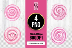 Kawaii Pink Swirl Candy Clipart Sublimation PNG Product Image 1