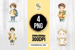 Cute School Boys with Pencils Clipart Sublimation PNG Product Image 1