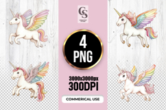Rainbow Winged Unicorn Clipart Sublimation PNG Product Image 1