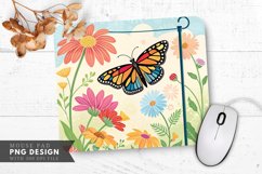 Butterfly Garden Delight Mouse Pad PNG Design Product Image 1
