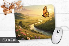 Butterfly Bliss in a Colorful Valley Mouse Pad PNG Design Product Image 1