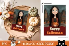 Cartoon Halloween Greeting Card, Halloween Girl Wall Art Product Image 1