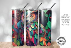 TUMBLER DESIGN BRIGHT COLOURED OWL - SUBLIMATION FILE Product Image 1