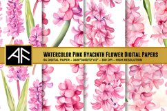 Watercolor Pink Hyacinth Flower Digital Papers Product Image 1