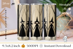 Cartoon Halloween Witch Tumbler, Spooky Witches PNG Product Image 1