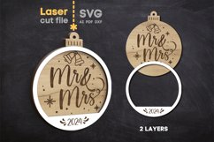 Mr &amp; Mrs Christmas Ornament SVG laser cut file for Glowforge Product Image 2