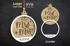 Mr & Mrs Christmas Ornament SVG laser cut file for Glowforge Product Image 2