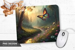 Enchanted Butterfly Over a Fairy Tale Forest Mouse Pad PNG Product Image 1