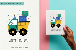 Car Dump Truck | Happy Birthday Card | EPS SVG PNG JPG AI Product Image 1