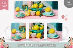 Cartoon Lemons Mug Wrap Design, Nature Mug Sublimation PNG Product Image 1