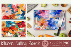 Abstract Oil Paint Flowers Cutting Boards sublimation Design Product Image 1