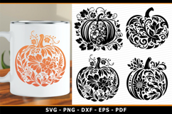 Floral Pumpkin SVG, Autumn SVG, Fall SVG, Thanksgiving SVG Product Image 1