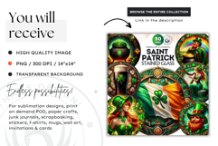 Stained glass St Patrick&#039;s Day Clipart, Saint patricks day Product Image 2