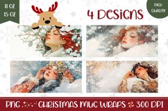 Watercolor Christmas Mug Design, Winter Woman Mug Template Product Image 1