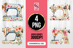 Floral Sewing Machine Clipart Sublimation PNG Product Image 1