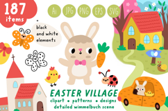 Easter village clipart, seamless patterns and designs Product Image 1