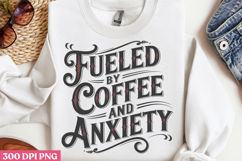 Fueled by coffee and anxiety PNG, Retro Funny Coffee Su Product Image 2
