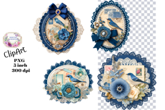 Flowers, Bird Material, Ephemera, PNG, Junk Journal, clipart Product Image 1