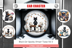 Car Coaster Black Cat Tunes Product Image 1