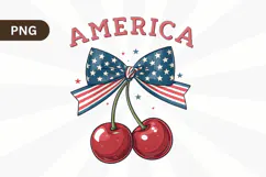 America Cherries USA 4th of July PNG Sublimation Design Product Image 2