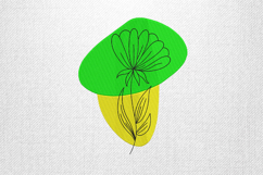 Abstract Green Yellow Floral Line Art Embroidery Design Product Image 1