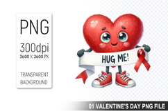 Watercolor Valentine Heart Character Clipart PNG Bundle Product Image 2