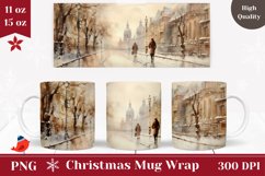 Watercolor Christmas City Mug, Coffee Christmas Mug Wrap Product Image 1