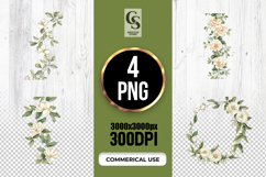 Watercolor Cream Floral Frames &amp; Borders Clipart PNG Product Image 1