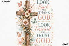 Look Back Thank God Trust Christian Cross Sublimation SVG Product Image 2