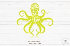 Tangled in the Tides in the shape of an Octopus SVG Cut File Product Image 1