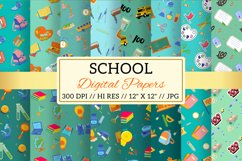 Turquoise 100 Days of School Digital Paper Patterns Design Product Image 1