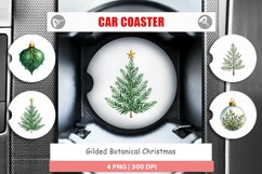 Gilded Botanical Christmas Car Coaster Product Image 1