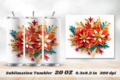 Christmas Flower Sublimation Tumbler | 3d Tumbler Wrap Product Image 1