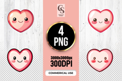 Cute Kawaii Heart Face Clipart Sublimation PNG Product Image 1