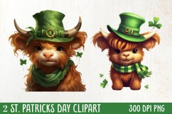 St Patricks Day Highland Cow Clipart, Highland Cow Clipart Product Image 1