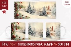 Winter Forest Mug Design, Christmas House Mug Sublimation Product Image 1