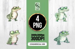 Watercolor Cute Alligator Clipart PNG Product Image 1