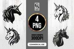 Black Unicorn Silhouette Clipart PNG Product Image 1