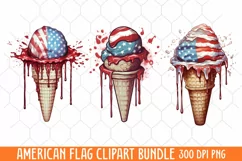 American Flag Watercolor Clipart, Us Flag Clipart Product Image 1