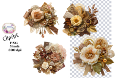Flowers, Lace Material, Ephemera, PNG, Junk Journal, clipart Product Image 1