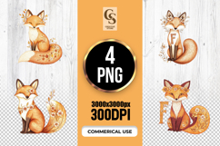 F Fox Floral Alphabet Letter Clipart Sublimation PNG Product Image 1