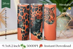 Leopard Tumbler Wrap Design, Tropical Tumbler Sublimation Product Image 1