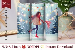 Christmas Tumbler Sublimation, Woman Figure Skating Tumbler Product Image 1